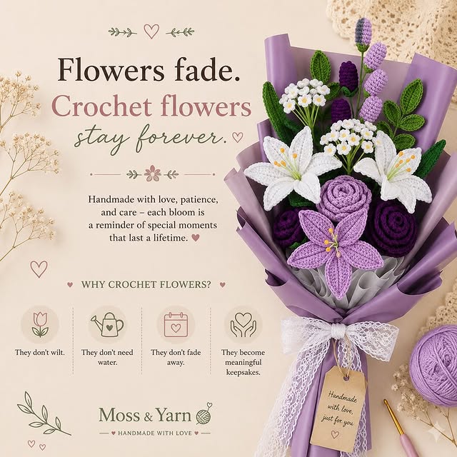 Crochet flower brand card